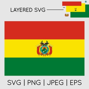 Bolivia Flag | SVG EPS PNG Jpeg Instant Digital Download Clipart Vector Outline Stencil Layered