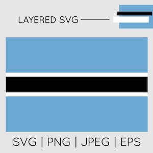 Botswana Flag | SVG EPS PNG Instant Digital Download Clipart Vector Outline Stencil Layered
