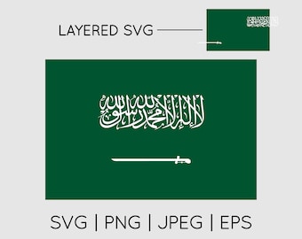 Saudi Arabia Flag | SVG EPS PNG Jpeg Instant Digital Download Clipart Vector Outline Stencil Layered