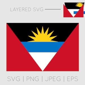 Antigua and Barbuda Flag | SVG EPS PNG Instant Digital Download Clipart Vector Outline Stencil Layered