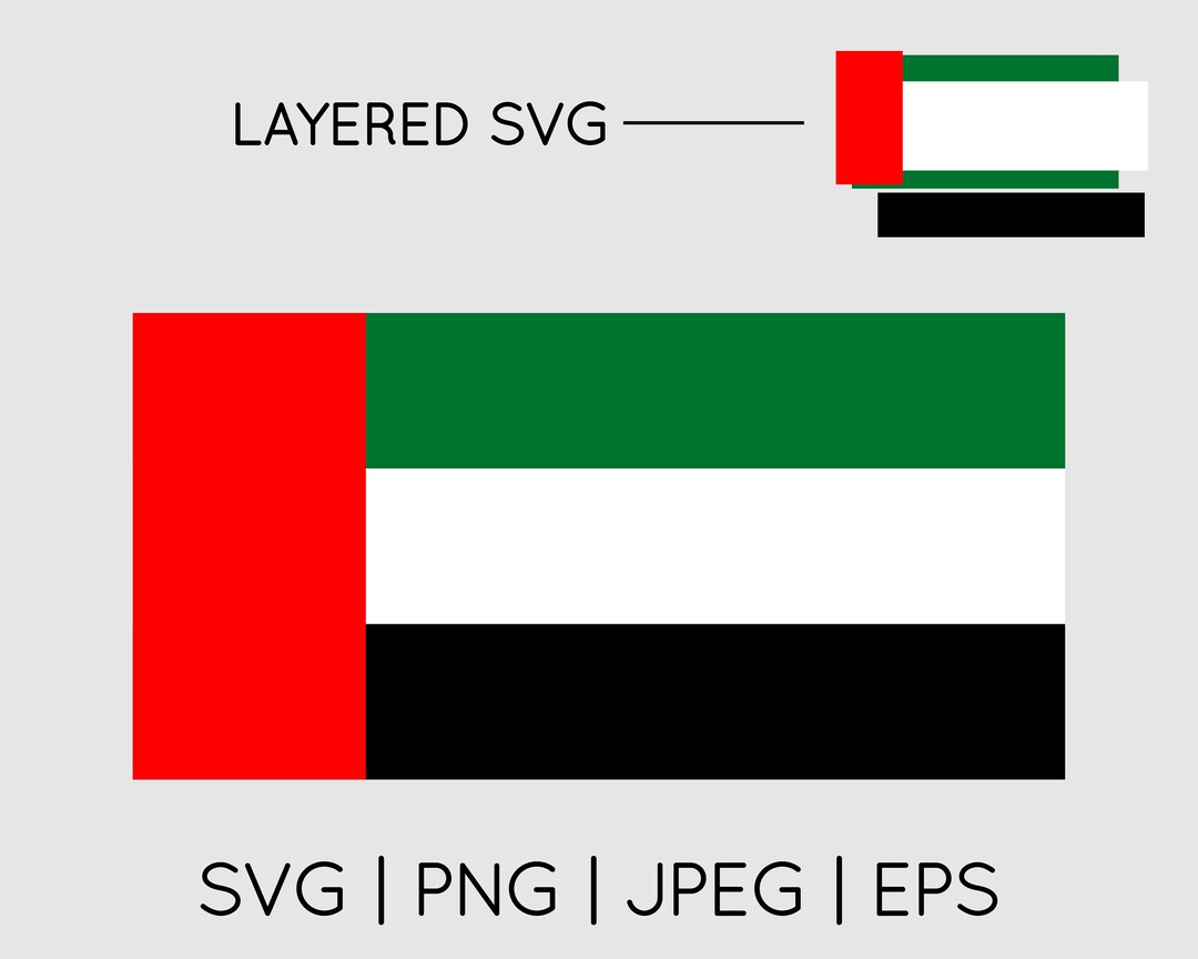 U.A.E Flag SVG EPS PNG Instant Digital Download Clipart Vector Outline