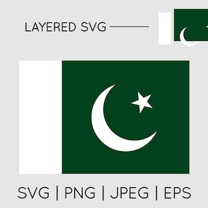 Pakistan flag | SVG EPS PNG Instant Digital Download Clipart Vector Outline Stencil Layered