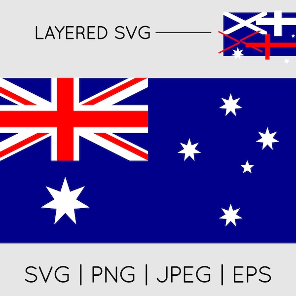 Australia flag | SVG EPS PNG Instant Digital Download Clipart Vector Outline Stencil Layered