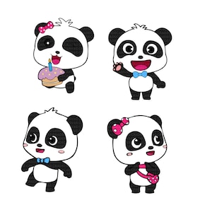 Diseños de Bus Baby Panda / SVG en capas y PNG Descarga digital instantánea Clipart Vector Outline Stencil