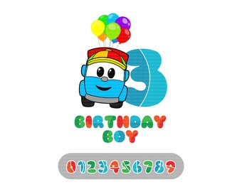 Leo The Truck Birthday Age Layered SVG & PNG Sofortiger digitaler Download Clipart Vektor Umriss Schablone