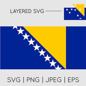 Bosnia and Herzegovina Flag | SVG EPS PNG Instant Digital Download Clipart Vector Outline Stencil Layered