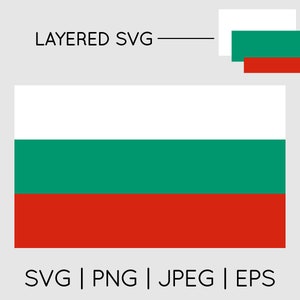 Bandera de Bulgaria / SVG EPS PNG Descarga digital instantánea Clipart Vector Contorno Plantilla en capas