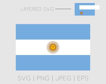Bandera de Argentina / SVG EPS PNG Descarga digital instantánea Clipart Vector Esquema Plantilla en capas