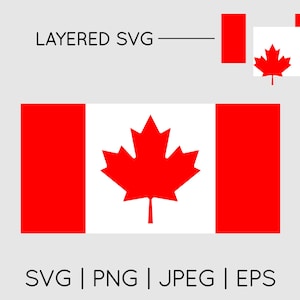 Bandeira do Canadá | SVG EPS PNG Jpeg Download digital instantâneo Clipart Vetor Esboço Estêncil Camadas]