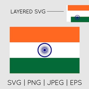 India Flag | SVG EPS PNG Jpeg Instant Digital Download Clipart Vector Outline Stencil Layered]