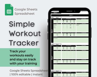 Workout Tracker Google Sheets Spreadsheet, Digital Template, Habit Tracker, Workout Planner, Fitness Template, Simple Template, Weight loss