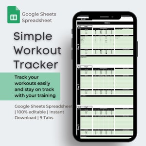 Può includere: Un modello di foglio di calcolo di Google Sheets per tenere traccia degli allenamenti. Il modello è progettato per una settimana e include tre giorni di allenamento. Il modello è modificabile al 100% e include 9 schede.
