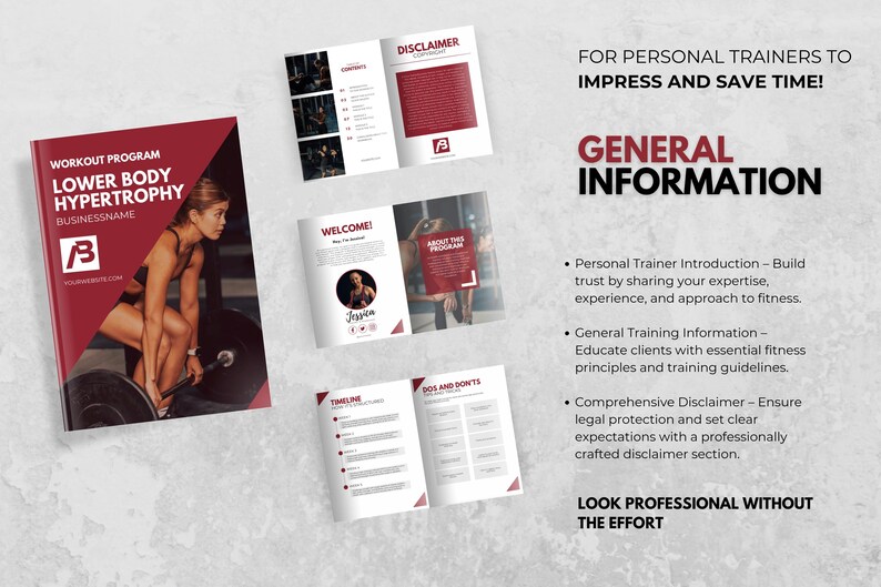 Template Disclaimer Exercise Routine Customizable Workout Program Canva Template – Personal Trainer Fitness ...