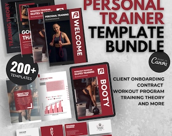 Modèle d'entraîneur personnel modifiable avec Canva, outils commerciaux de coaching fitness, modèle de livre électronique de programme d'entraînement, modèles de coaching, remise en forme