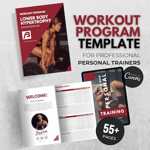 Peut inclure: Un modèle numérique pour un programme d'entraînement pour l'hypertrophie du bas du corps. Le modèle comprend une page de bienvenue, un calendrier de la semaine d'entraînement et des notes d'entraînement. Le modèle est conçu pour les entraîneurs personnels professionnels. Le modèle est réalisé avec Canva et compte plus de 55 pages.