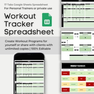 Workout Planner Google Sheets Foglio di calcolo per personal trainer, modello di fitness digitale, monitoraggio delle abitudini di allenamento