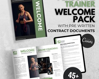 Customizable Workout Program Canva Template – Personal Trainer Fitness Plan, Exercise Library, Progress Tracker, Training Guide, Ebook Canva