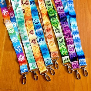 Genshin Inspired Elemental Full Length Lanyards