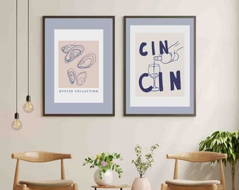 SET OF 3, Kitchen Art, Poster, Printable Wall Art, Wine, Oyster, Lobster, Digital Art, Art Print for Home, Wall Decor, digital Prints