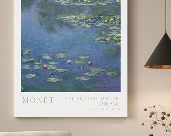 Monet Art Print, Exhibition Poster, Printable Wall Art, Water Lilies, Digital Art, Art Print for Home, Office Art, Wall Decor, Water Lilies