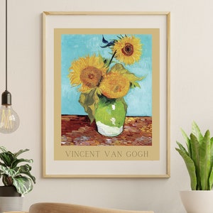 Van Gogh Art Print, Exhibition Poster, Printable Wall Art, Sunflowers, Digital Art, Art Print for Home, Wall Decor, Sunflowers In a Vase