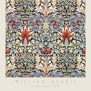 William Morris Art Print, Exhibition Poster, Fine Wall Art, Morris Pattern, Art Print for Home, Wall Decor, Print, Snakeshead