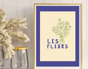 Floral Graphic Art, Poster, Flower Market, Les Fleurs, Minimalist, Printable Wall Art, Digital Download, Home decor, Wall Decor