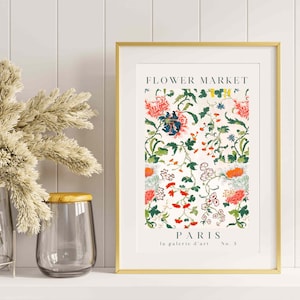 Art graphique floral, affiche, marché aux fleurs, Paris, art mural minimaliste, imprimable, téléchargement numérique, décoration d'intérieur, décoration murale