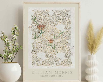 William Morris Art Print, Exhibition Poster, Printable Wall Art, Morris Pattern, Digital Art, Art Print for Home, Wall Decor, Garden Tulip