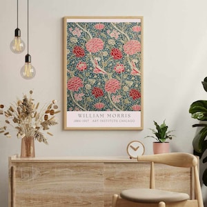 William Morris Art Print, Exhibition Poster, Printable Wall Art, Morris Pattern, Digital Art, Art Print for Home, Wall Decor, Poster, Rose