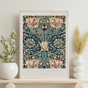 William Morris Art Print, Exhibition Poster, Printable Wall Art, Morris Pattern, Digital Art, Art Print for Home, Wall Decor, Honeysuckle