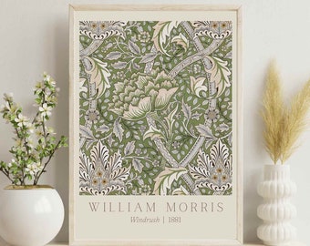 William Morris Art Print, Exhibition Poster, Printable Wall Art, Morris Pattern, Digital Art, Art Print for Home, Wall Decor, Windrush