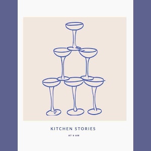 Wine Art, Champagne Toast, Art Print, Exhibition Poster, Fine Wall Art, Bon Appetit, Minimalist, Kitchen Decor, Wall Decor, Print, &quot;Cheers&quot;