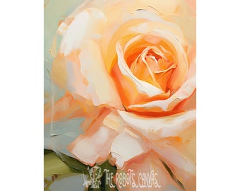 Van Gogh Inspired Rose Close-Up, Impressionist Oil Painting Digital Download, Unique Wall Art | eac3