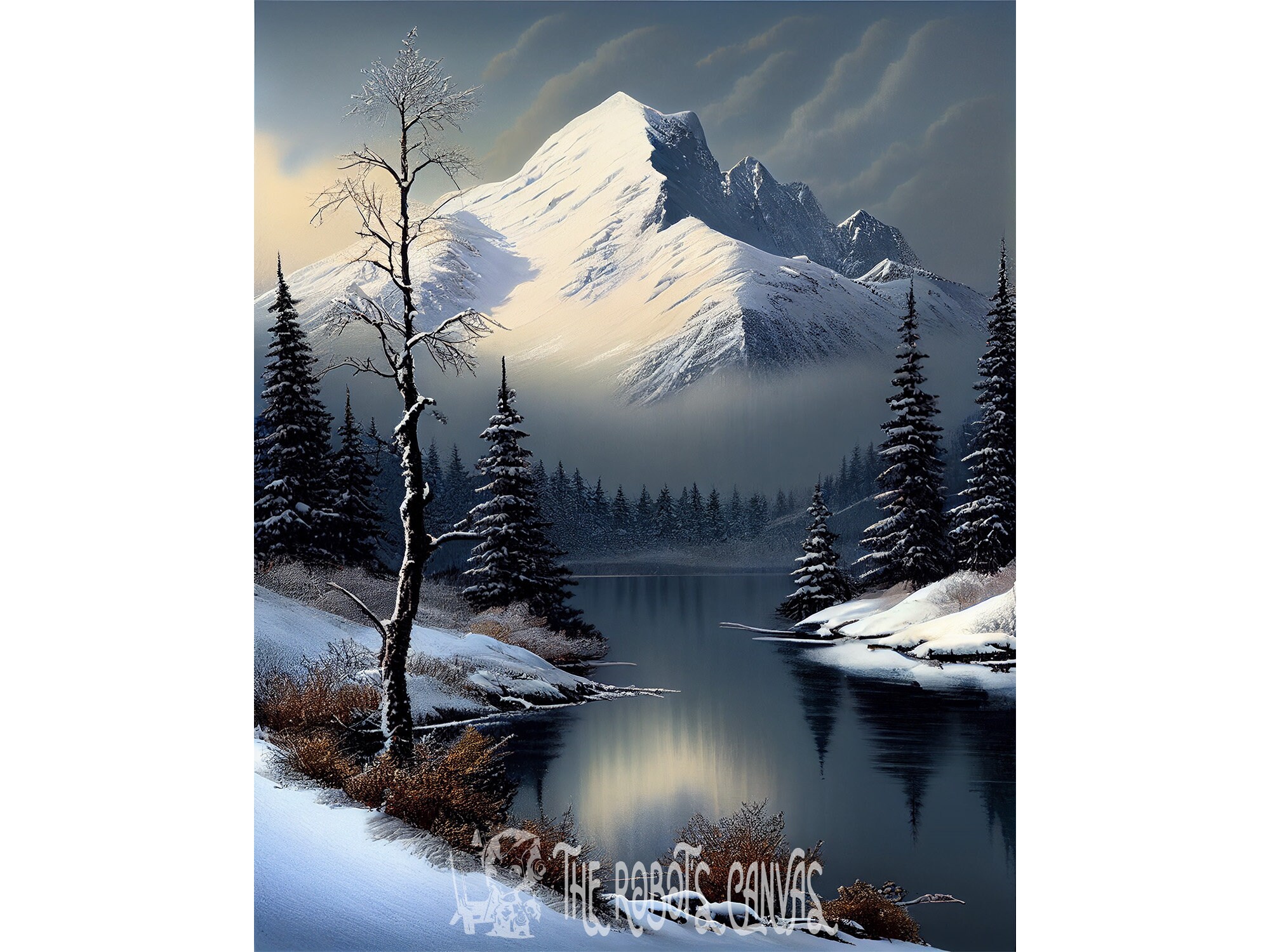 Digital Download Bob Ross Inspired Painting Landscape photo