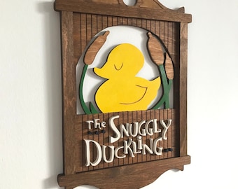 Snuggly Duckling Sign, hand painted sign from sustainable 6mm thick Birch Ply