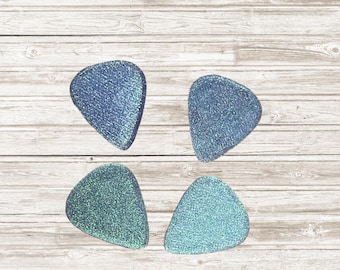 3D Printed Guitar Picks | Shimmery Metallic Blue PLA (15 Pack)