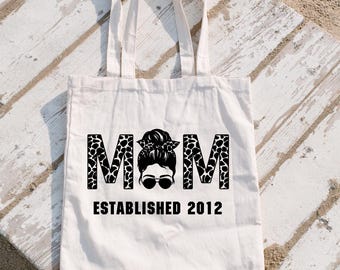 Personalized Mom Canvas Tote Bag | Established Year Gift