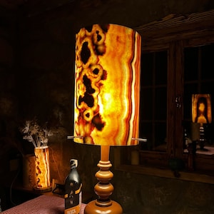 ONYX DESK LAMP.  Interior lighting design as a Bedside, Home and Office Lighting, Healt Lamp, Ambiance Rock Light, Calming Stone, Best gift.