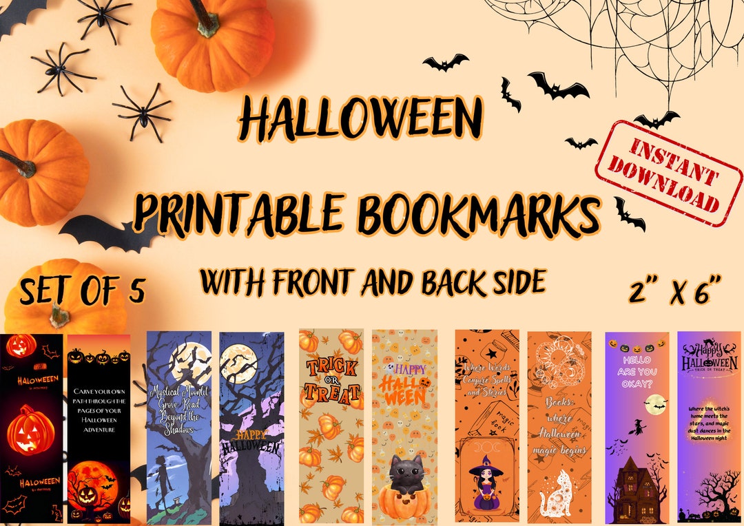 Halloween Bookmark Digital Halloween Printable Bookmark Etsy