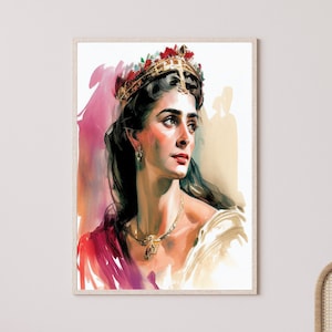 The Courageous Queen Esther 2th , Esther Art Water Color, Bible Art, Wall Art , Digital download