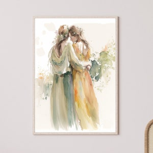 Where you go I will go, and where you stay I will stay ( Ruth & Naomi ) 3th,  Water Color print, Bible Art, Wall Art , Digital download