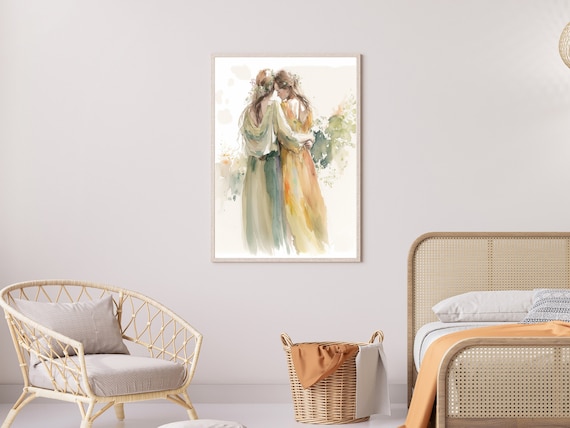 Where you go I will go, and where you stay I will stay ( Ruth & Naomi ) 3th,  Water Color print, Bible Art, Wall Art , Digital download