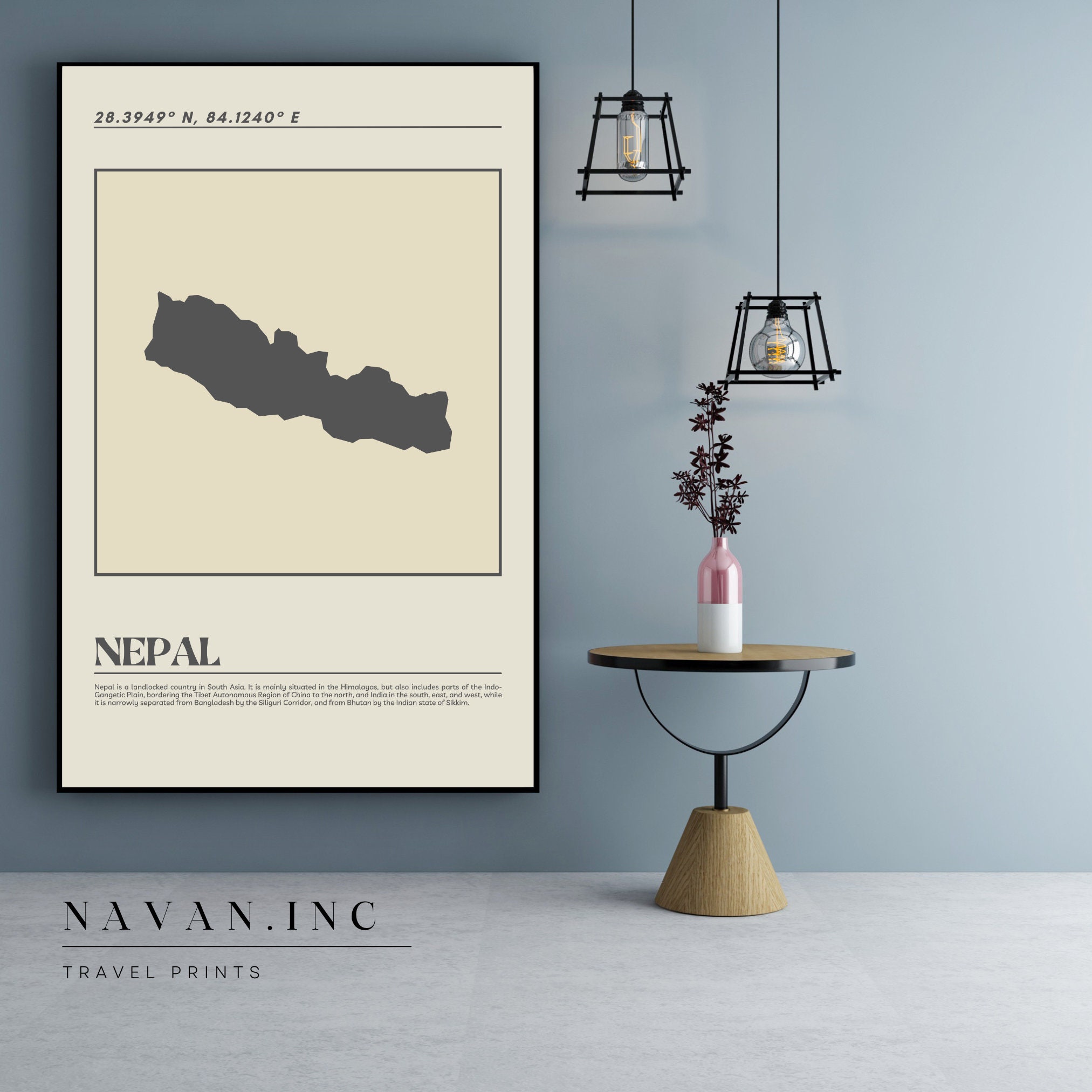 Nepal Map Poster Map of Nepal Art Print Nepal Map Print Travel Etsy