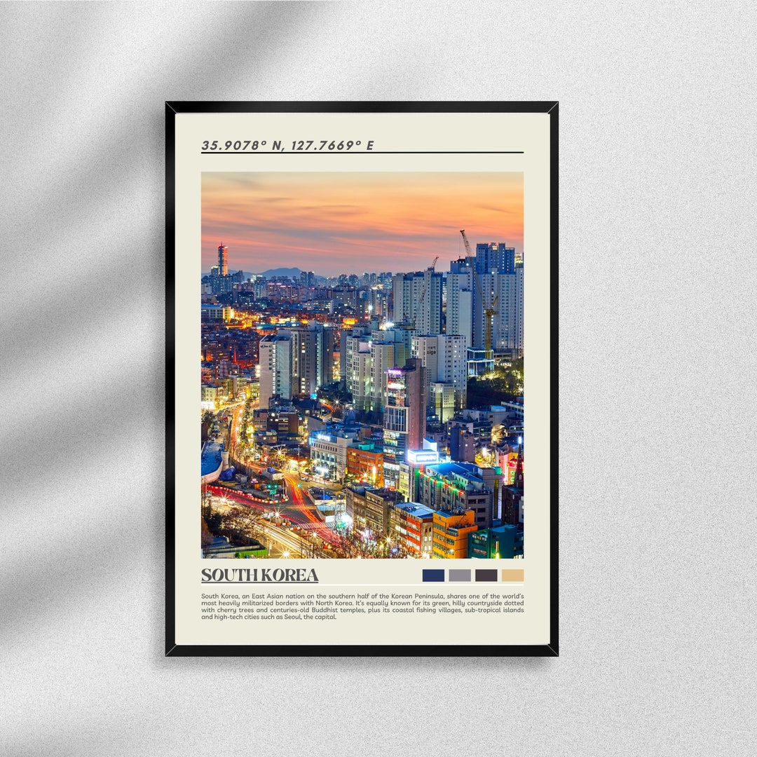 South Korea Print Korea Poster Korea Wall Art South Korea Etsy