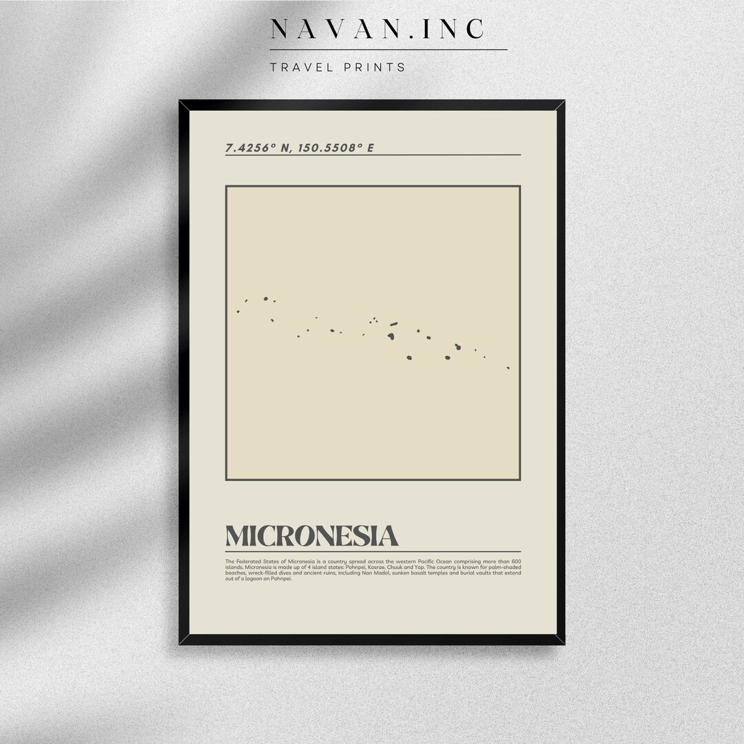 Micronesia Map Poster Map of Micronesia Art Print Micronesia - Etsy