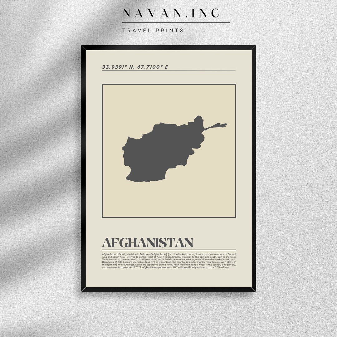 Afghanistan Map Poster Map of Afghanistan Art Print - Etsy Canada