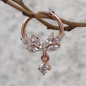 Oakley Septum Ring Dangle Klappsegment Clicker, Hoop Ohrring Tragus Knorpel, Marquise Diamond Daith, 14k Gold Septum Clicker für Sie