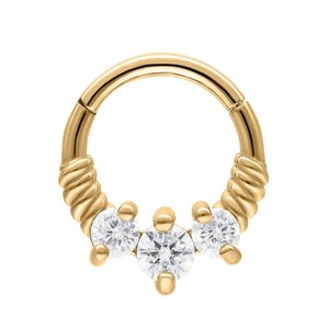 Matilda Ring Spring gold, Helix Piercing Ring, Septum Piercing, Prong Set Lab Grown Diamond Daith, Diamond Helix Earring, Gift For Her