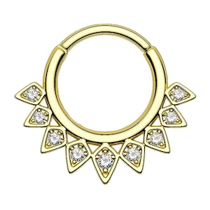 レーガン 14K ソリッドゴールド ダイス、イヤリングフープ、プロングセッティング クラスター ヒンジセグメント、クリッカー ヘリックス イヤーピアス、ダイスピアスジュエリー